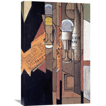 Global Gallery Glasses A Newspaper And A Bottle Of Wine By Juan Gris Painting Print On Wrapped Canvas Wayfair
