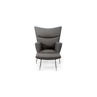 Blumenthal Wing Ebony Wingback Chair and Ottoman by Orren Ellis