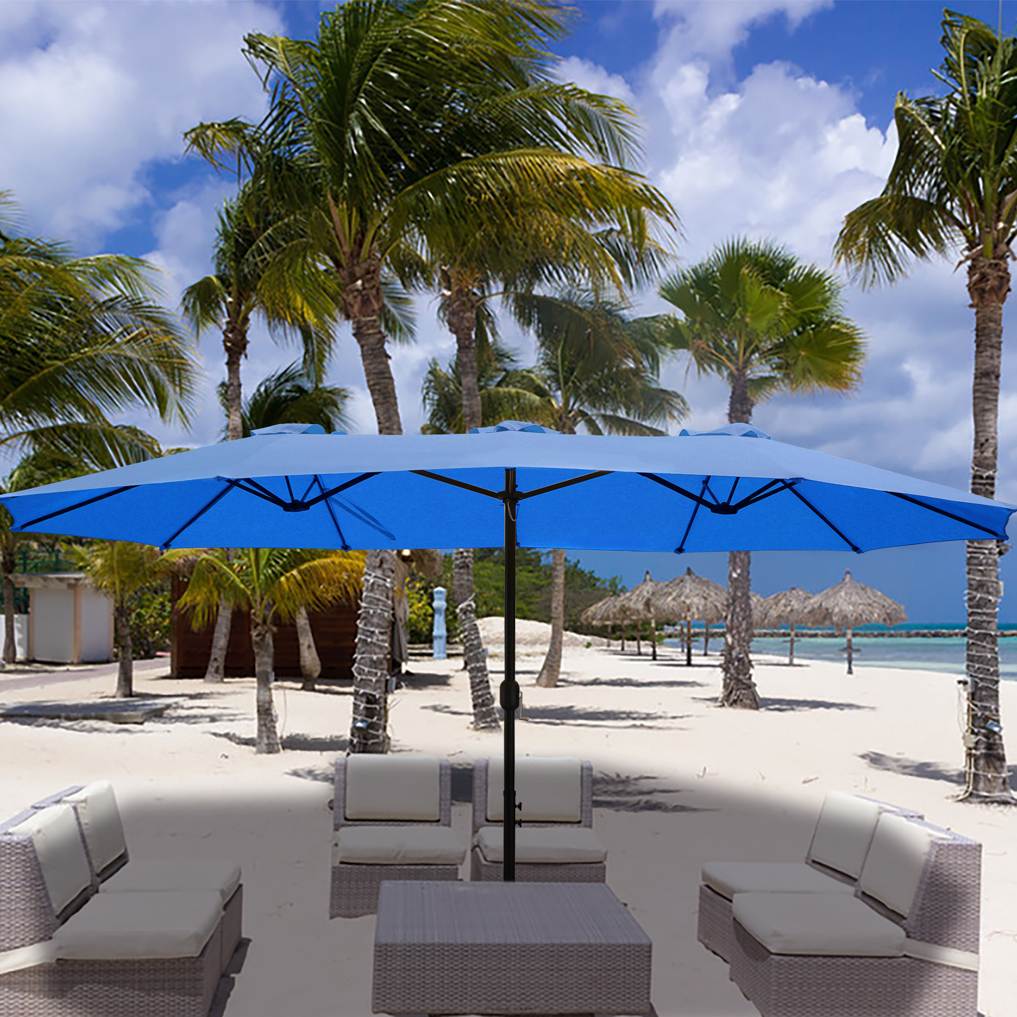 Freeport Park Shenna 15 X 9 Rectangular Market Umbrella Reviews Wayfair