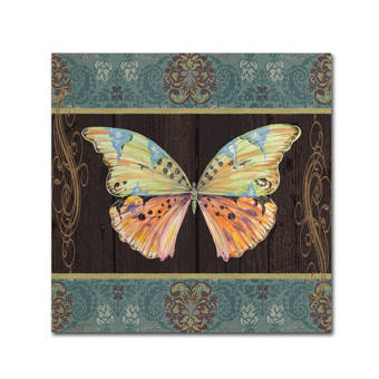 Ebern Designs Blue Butterfly On Black Graphic Art Print On Wrapped Canvas Reviews Wayfair