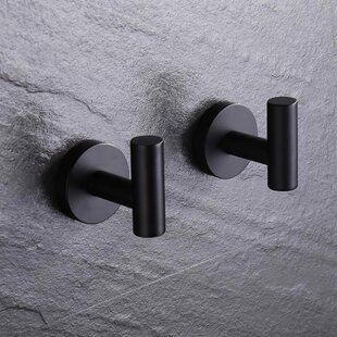 Self Adhesive Wall Hooks 304 Black Stainless Steel Towel Coat Hangers Bathroom 