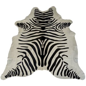 Designer Cowhides Printed Zebra Black/White Area Rug