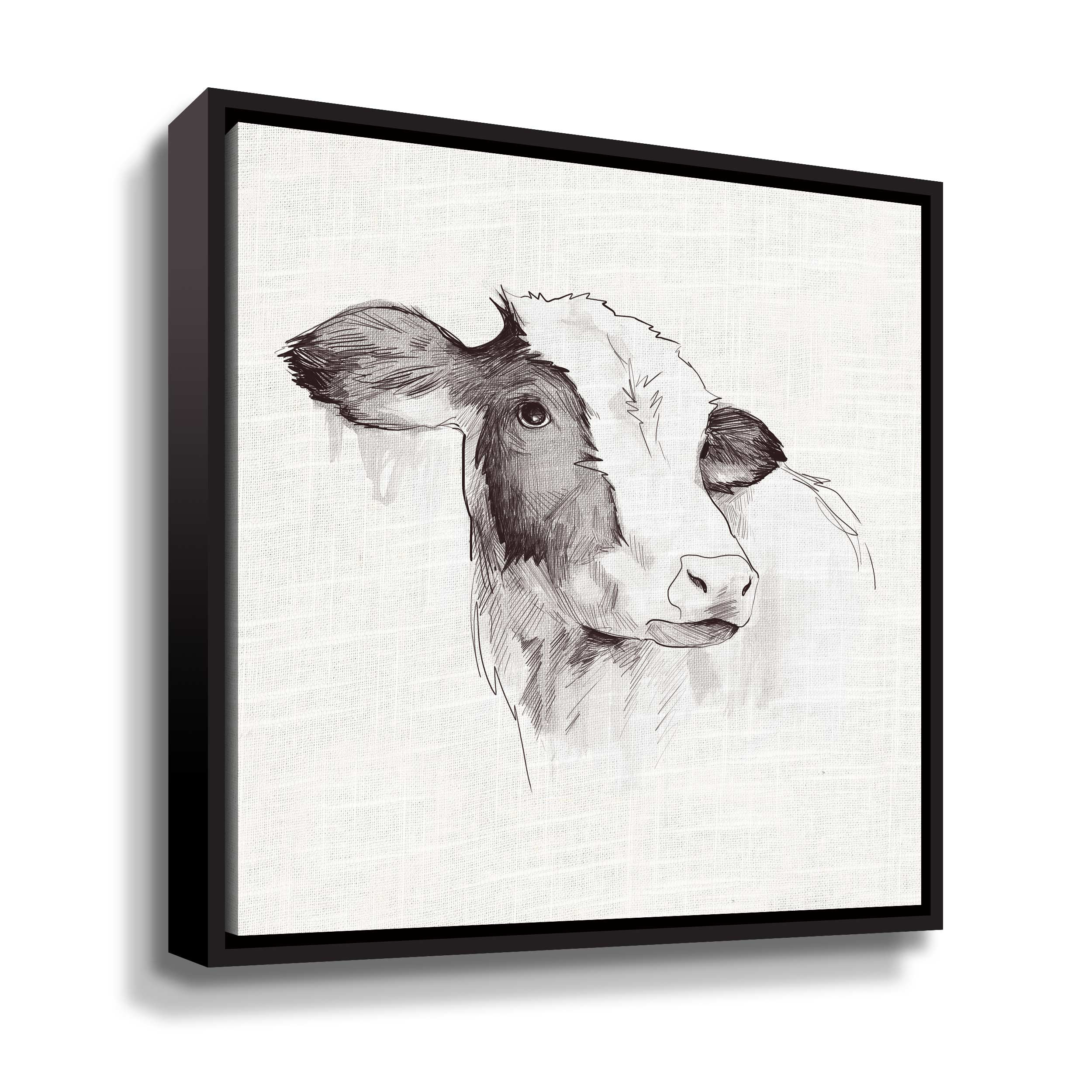 August Grove® Cow Ink Drawing Cow Ink Drawing - Graphic Art on Canvas ...