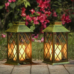 Garden Solar Powered LED Candle Table Lantern Hanging Light Outdoor Yard Lamp 