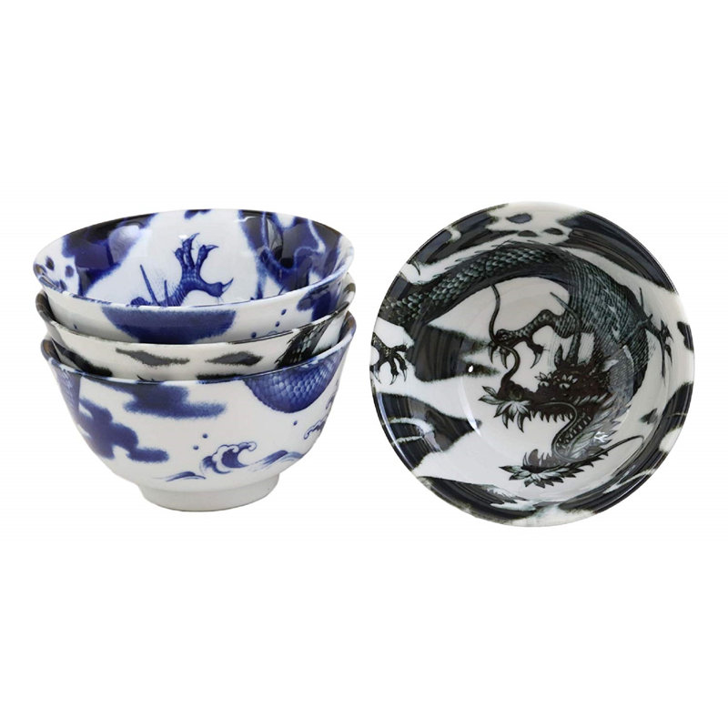 Naved 14 oz. Chinese Longwei Dragons Soup Bowl (Set of 4)