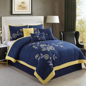 Violet Embroidered 7 Piece Comforter Set