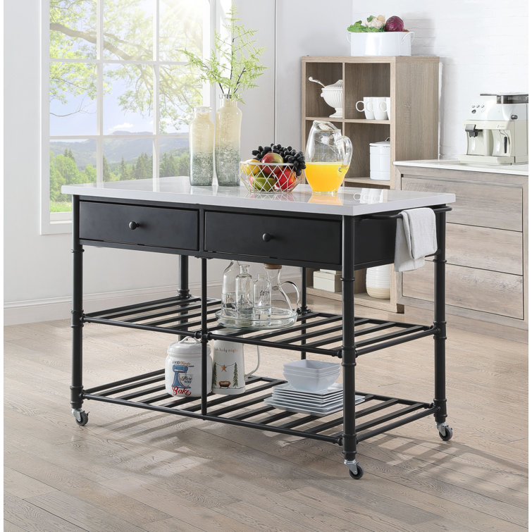 Greyleigh Clarkson Kitchen Island With Artificial Stone Top Reviews Wayfair