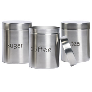 Coffee Tea Sugar Canisters Wayfair Stainless Steel 3 Piece Coffee Tea Sugar Set