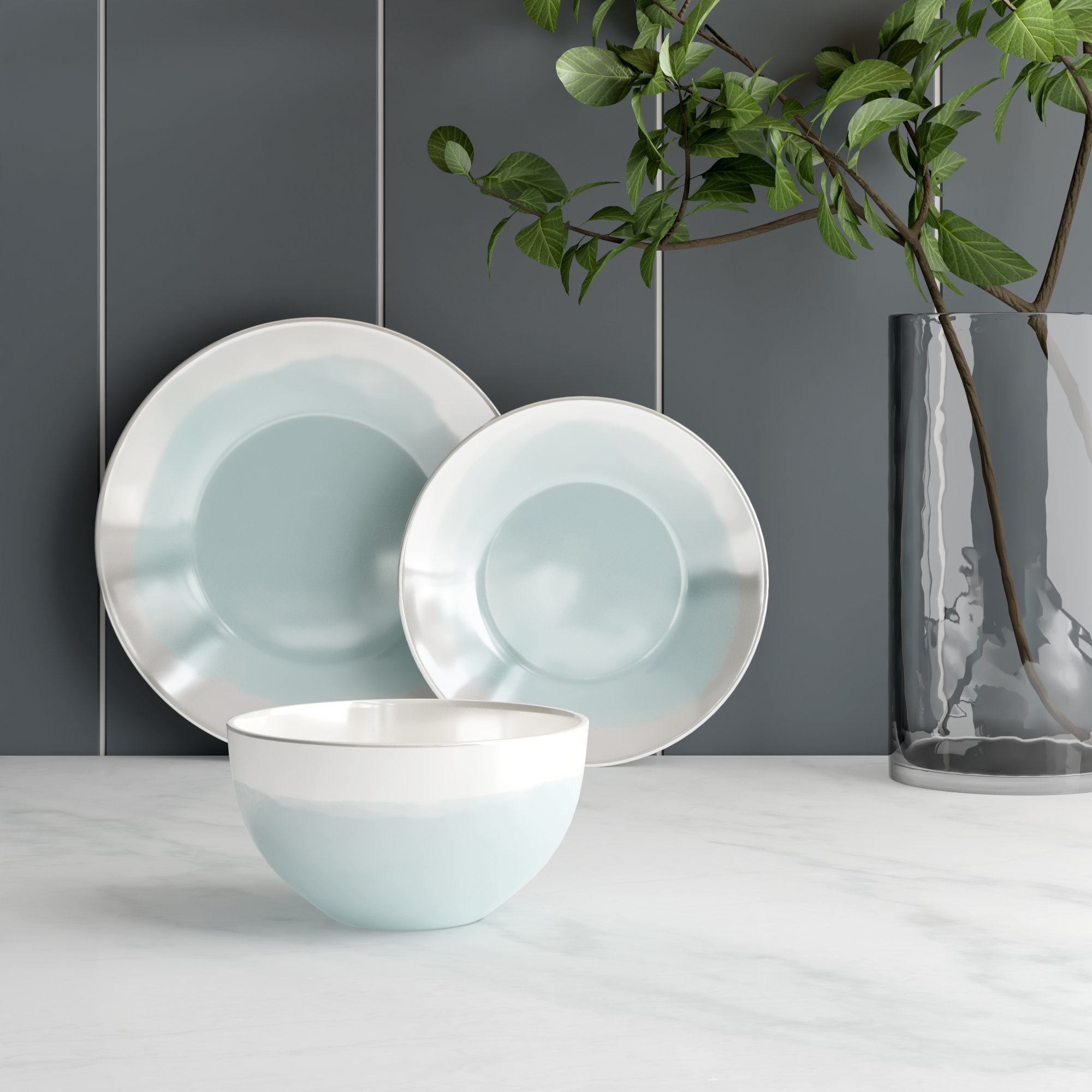 Hebron Piece Dinnerware Set, Service 