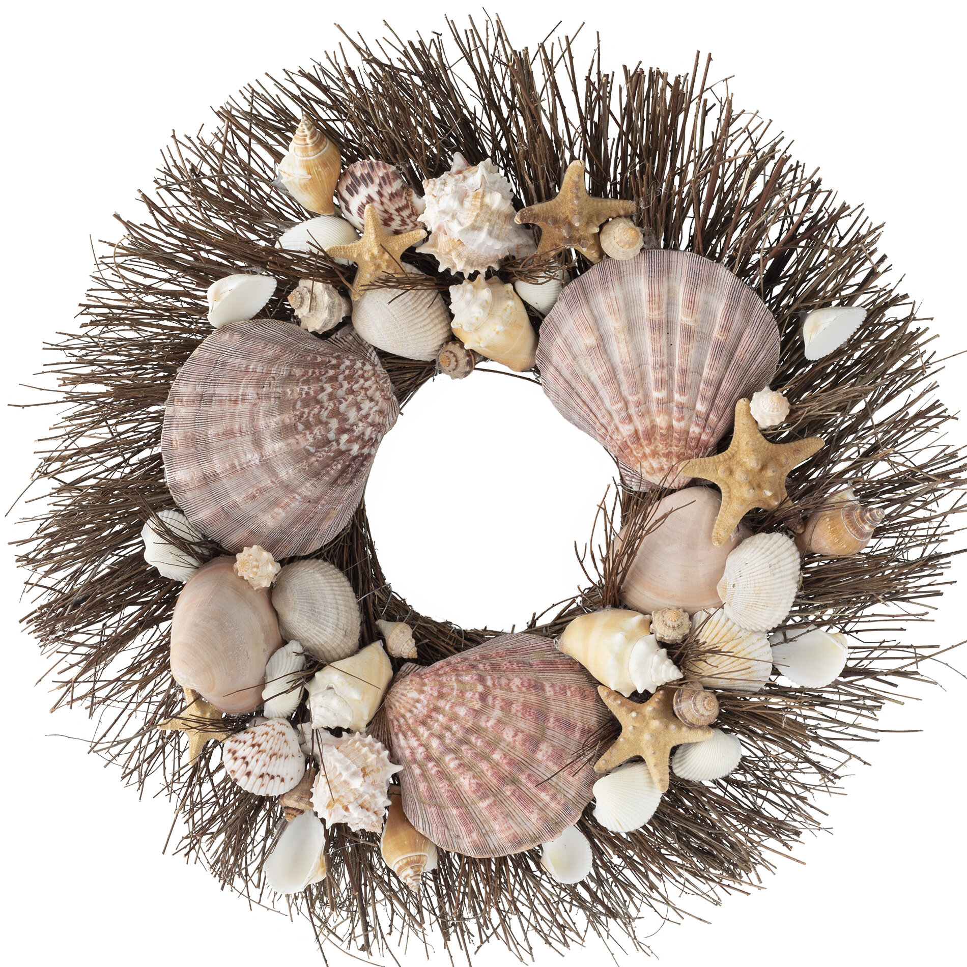 Rosecliff Heights Preserved Natural Twig 18 Shell Wreath