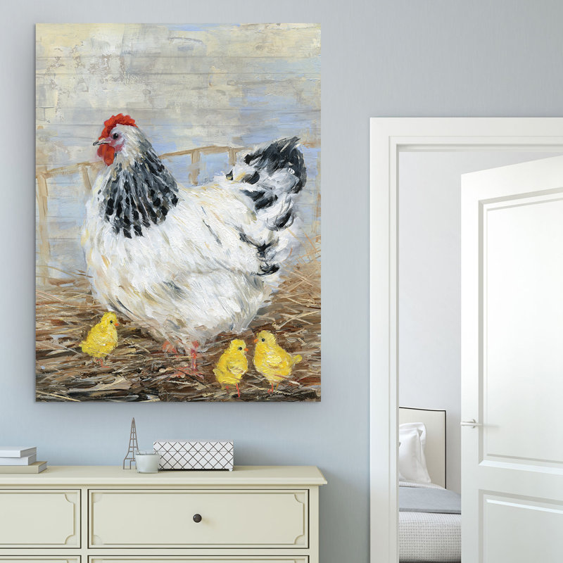 August Grove Farmhouse Chicken By Sally Swatland Painting Print