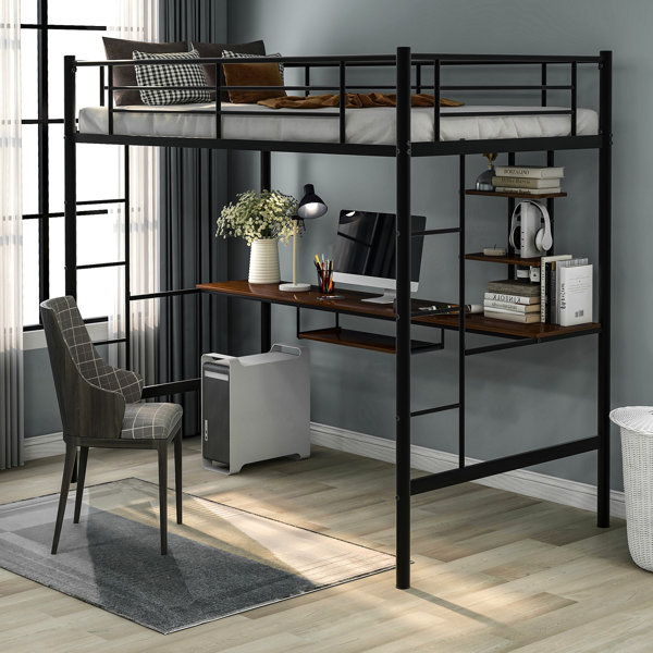 Isabelle Max Tradera Twin Loft Bed With Desk And Shelves Wayfair