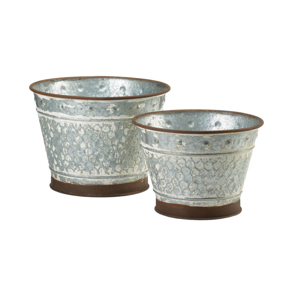 Gracie Oaks Twigg 2 Piece Metal Pot Planter Set Wayfair