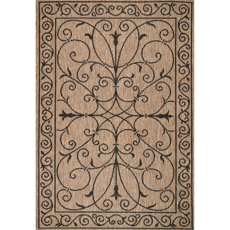 Fleur De Lis Living Rickman Oriental Brown Black Indoor Outdoor