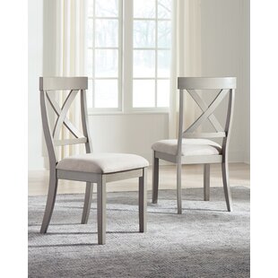 Kraus Solid Wood Cross Back Side Chair In Gray (Set Of 2) By August Grove