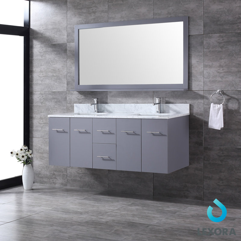 Lexora Amelie 60 Double Bathroom Vanity Set With Mirror Wayfair