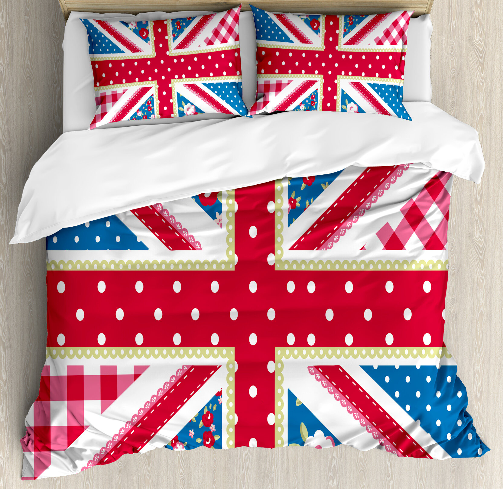 Ambesonne Shabby Elegance Cute British Flag Floral Style Retro