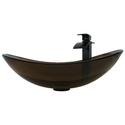 Babbuccia Glass Oval Vessel Bathroom Sink With Faucet Novatto