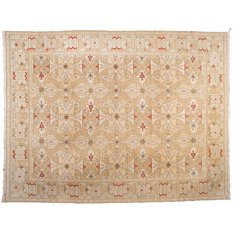 One-of-a-Kind Hand-Knotted 9' x 11'9" Wool Beige Area Rug