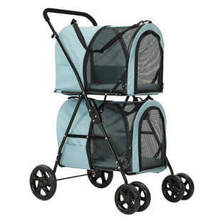 SEPNINE 2 In 1 Kids Bicycle Trailer 360° Rotating Mul-Tifunction Stroller Two Seat Baby Buggy Transport Trolley With Brake Line Blue 