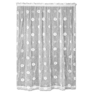 Sand Dollar Graphic Print & Text Sheer Rod pocket Single Curtain Panel