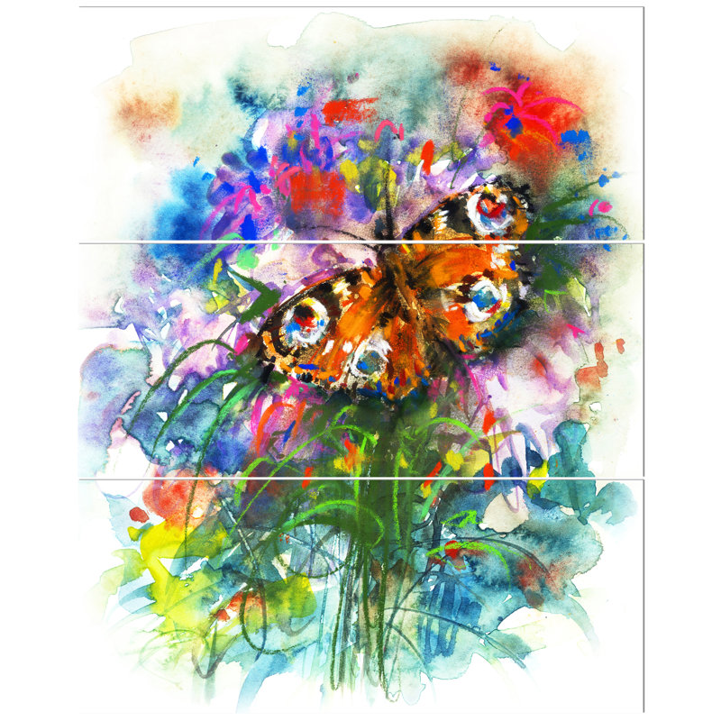 East Urban Home Butterfly Peacock Oil Painting Print Multi Piece Image On Canvas Wayfair