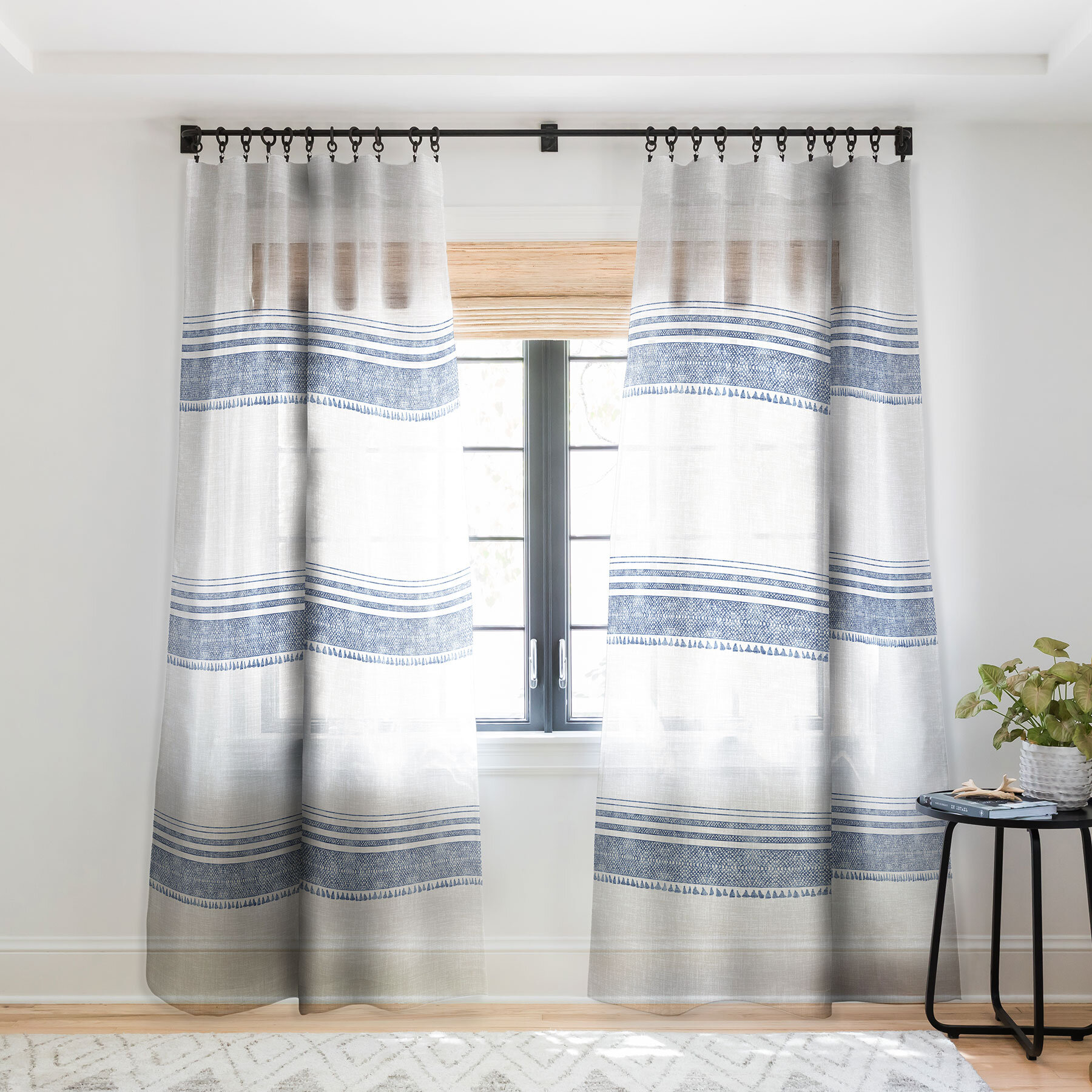 East Urban Home Holli Zollinger French Linen Chambray Tassel Striped Sheer Pinch Pleat Single Curtain Panel Reviews Wayfair