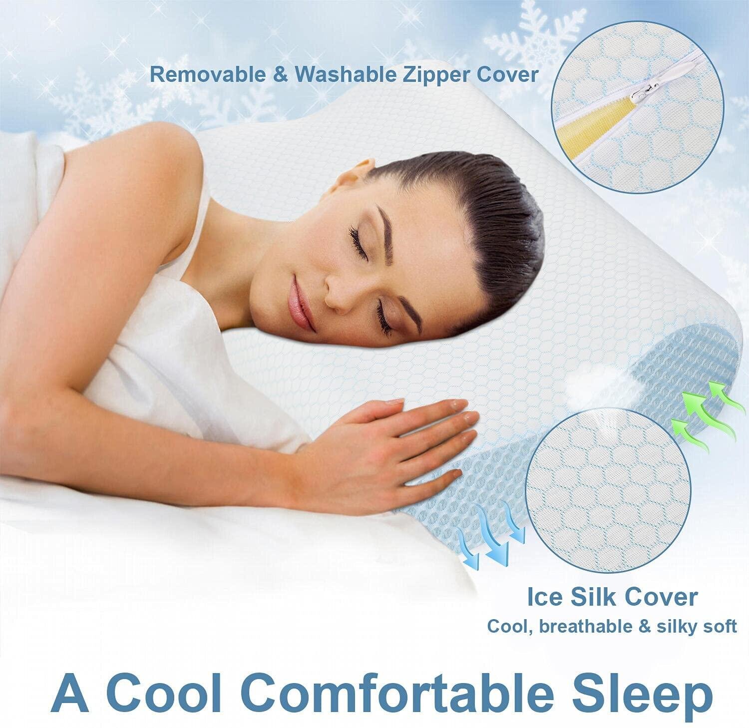 Orthopedic Pillow with Washable Cover Cervical Memory Foam Sleeping Pillow 