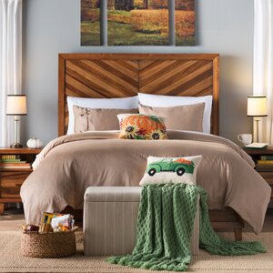 Fall Truck With Pumpkin Wool Lumbar Pillow