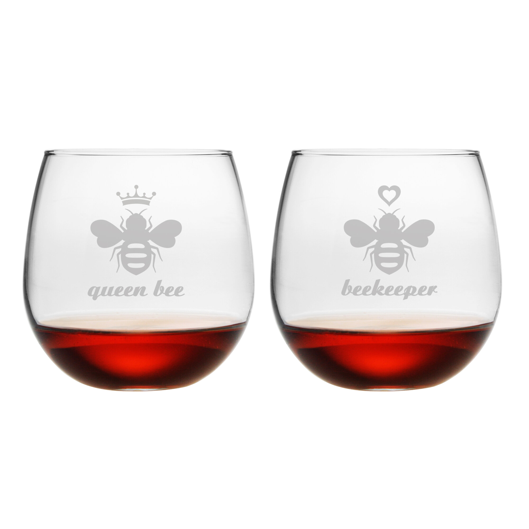 Susquehanna Glass Yours and Mine 17 oz Stemless Wine Glass Set of 2 