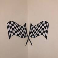 Removable Fabric Wall Sticker Sunny Decals Checkered Racing Flag Wall Decal