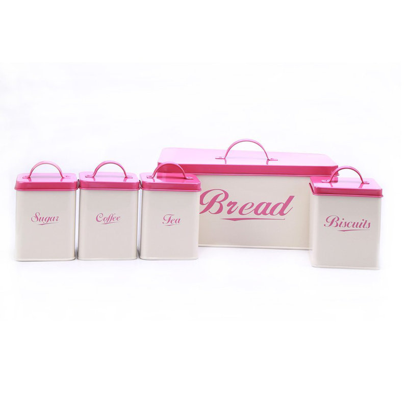 pink tea coffee sugar canister set