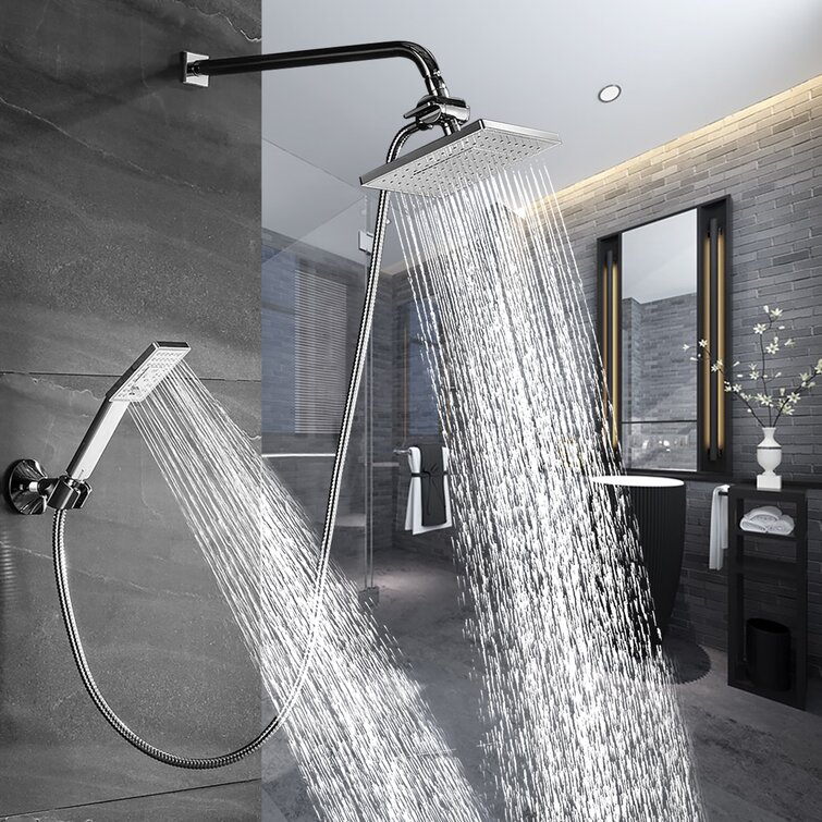 2.5 GPM Chrome Rain Shower Head And Extension 9 Inch Large Luxury Rainfall Showerhead For High Flow Overhead Showers With Solid Brass Adjustable Extender Arm 