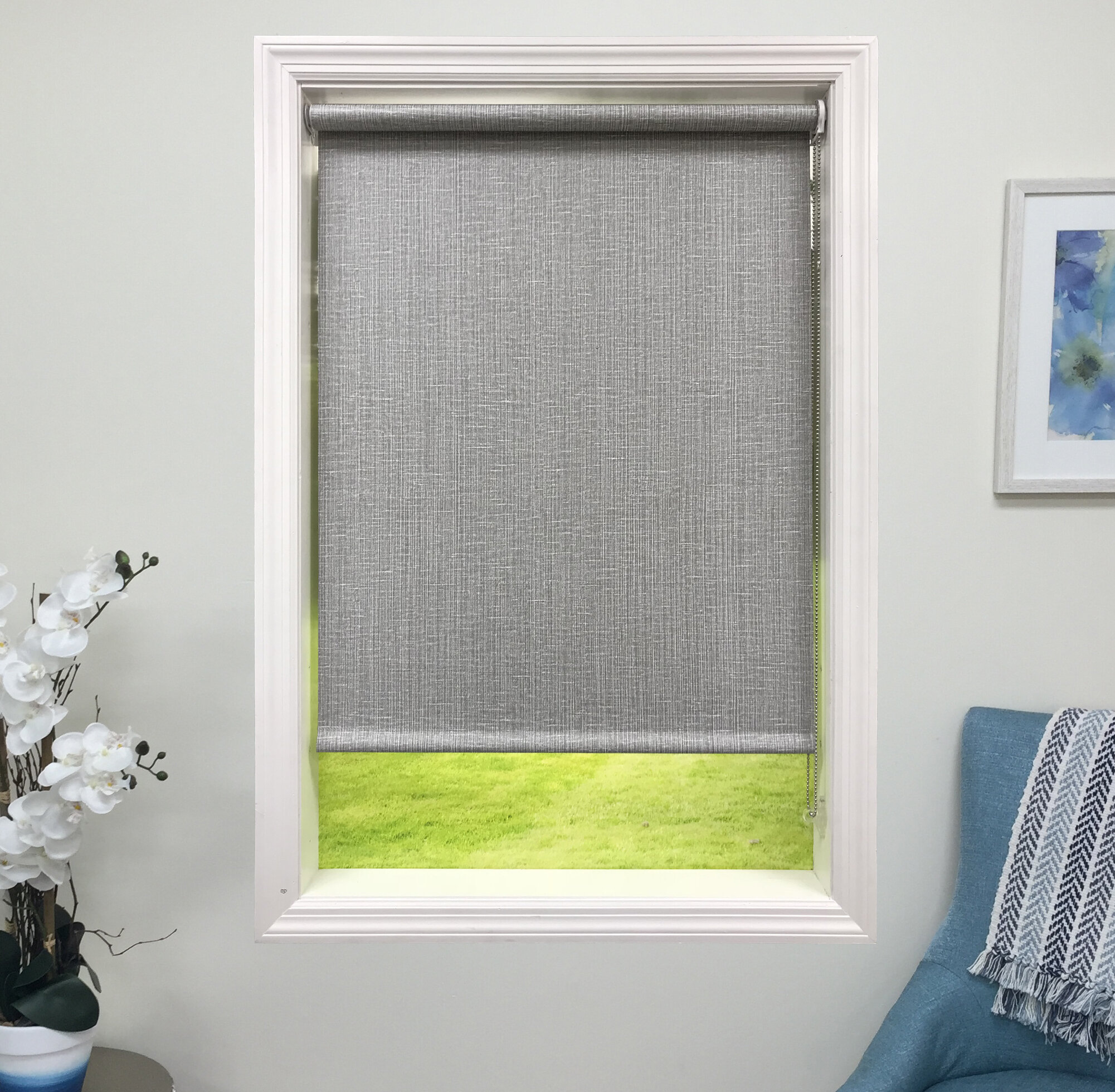Roller Full Blinds Blackout Sunscreen Sun Shade Curtain Window Geometric Pattern 