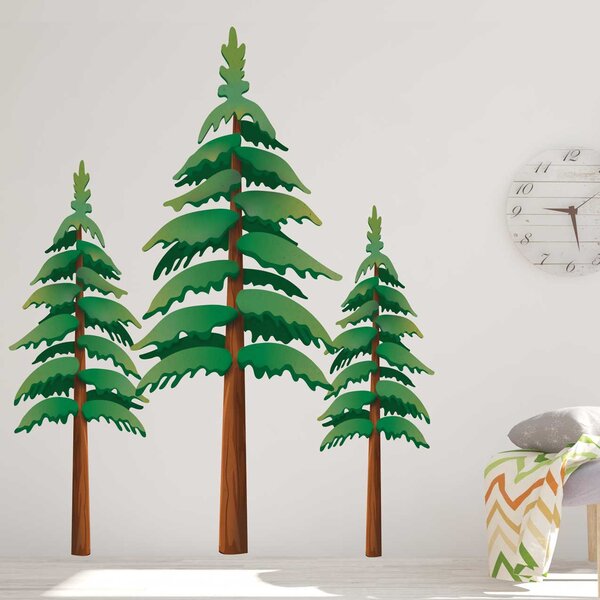 Woodland Pine Tree Wall Stickers Forest Animals Wall Decals 38 Trees Home Decor