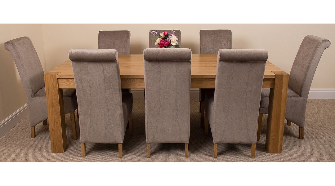 Stainbrook Chunky Kitchen Dining Set with 8 Chairs gray