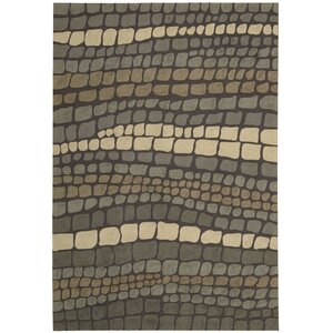 Velez Hand-Woven Green/Ivory Strip Area Rug