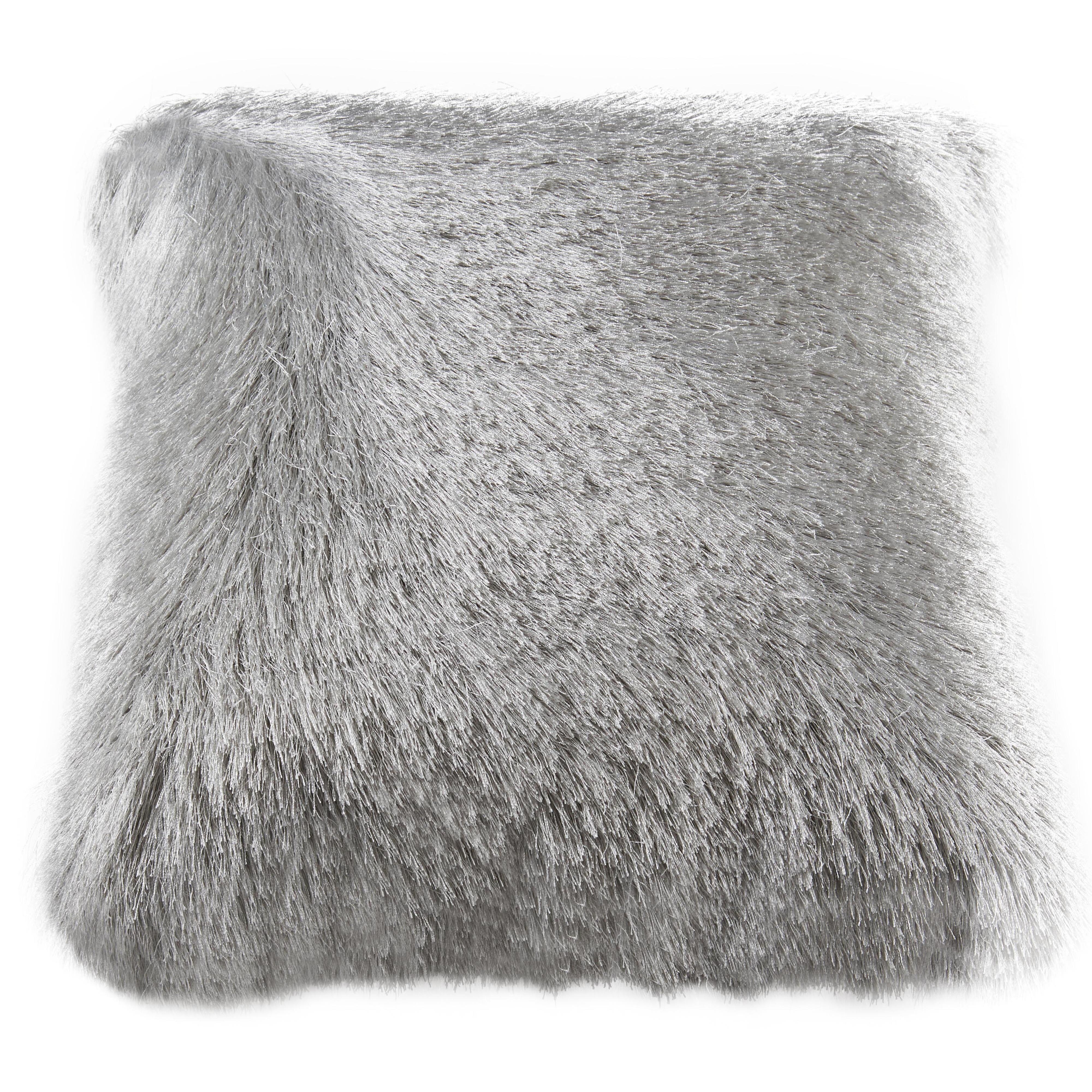 grey fluffy throw pillows
