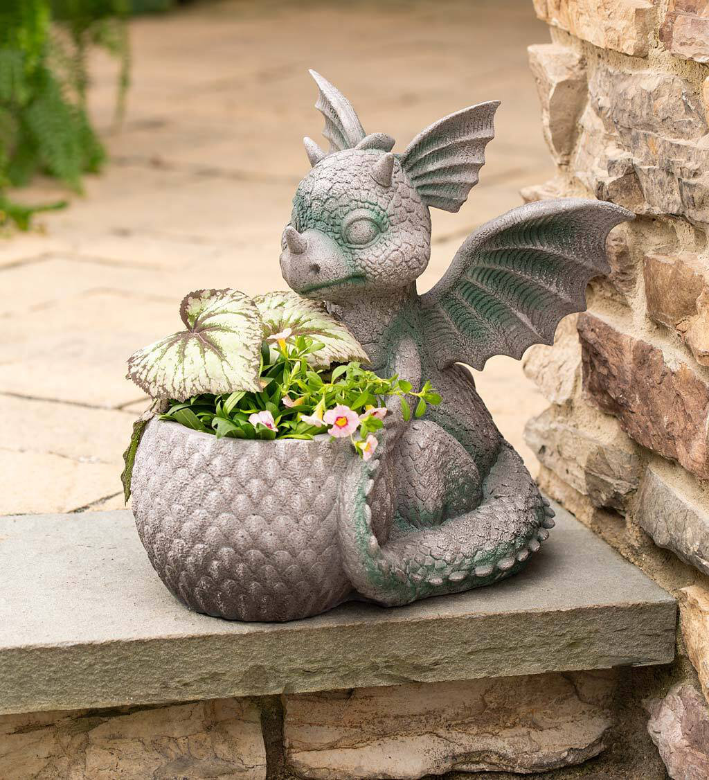 Wind & Weather Sitting Baby Dragon Resin Statue Planter Wayfair