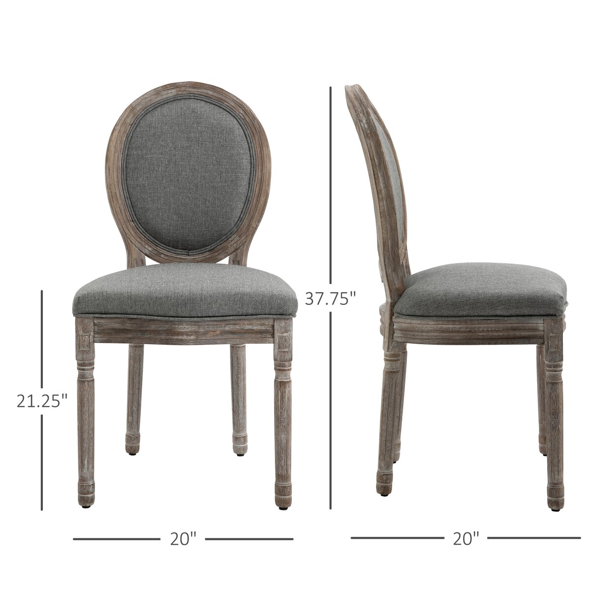 Ophelia & Co. Housman Linen King Louis Back Side Chair in Gray ...