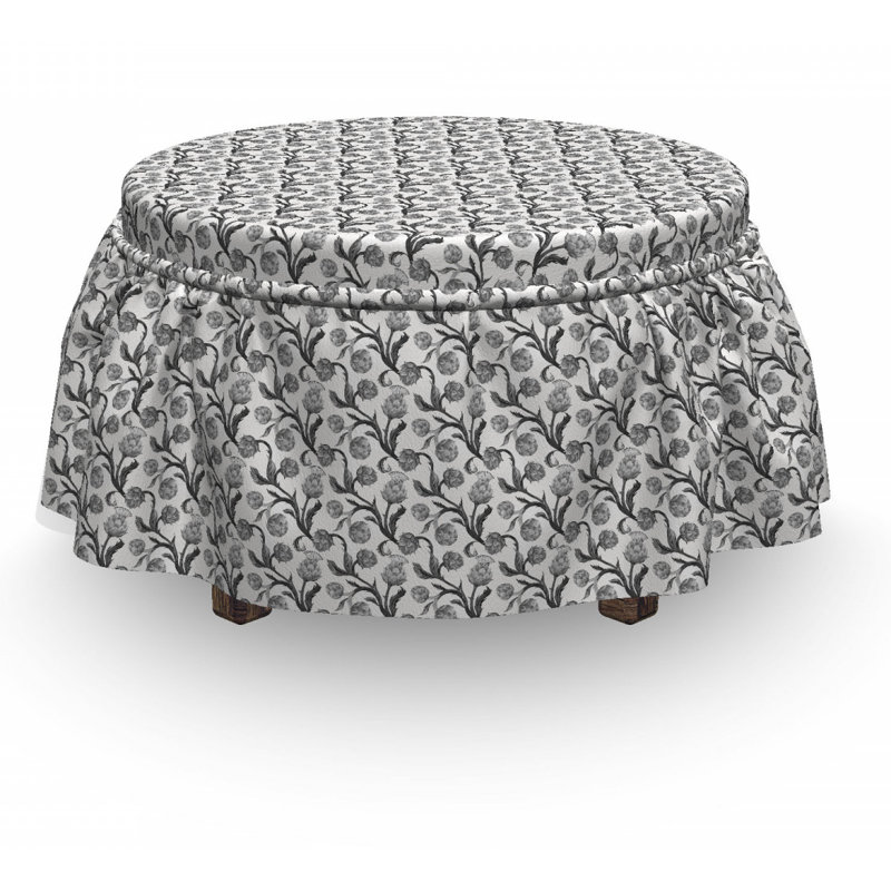 East Urban Home Artichoke Stalks And Leaves Eat 2 Piece Box Cushion Ottoman Slipcover Set Wayfair