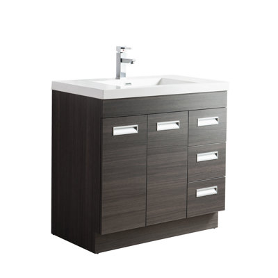 Pete 36 Single Bathroom Vanity Set Orren Ellis Base Finish Grey Oak Single Bathroom Vanity Set Orren Ellis