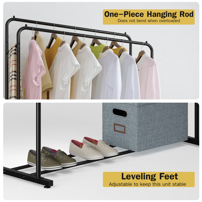 Project Tidy Angie 44 W Heavy Duty Double Rod Clothing Garment