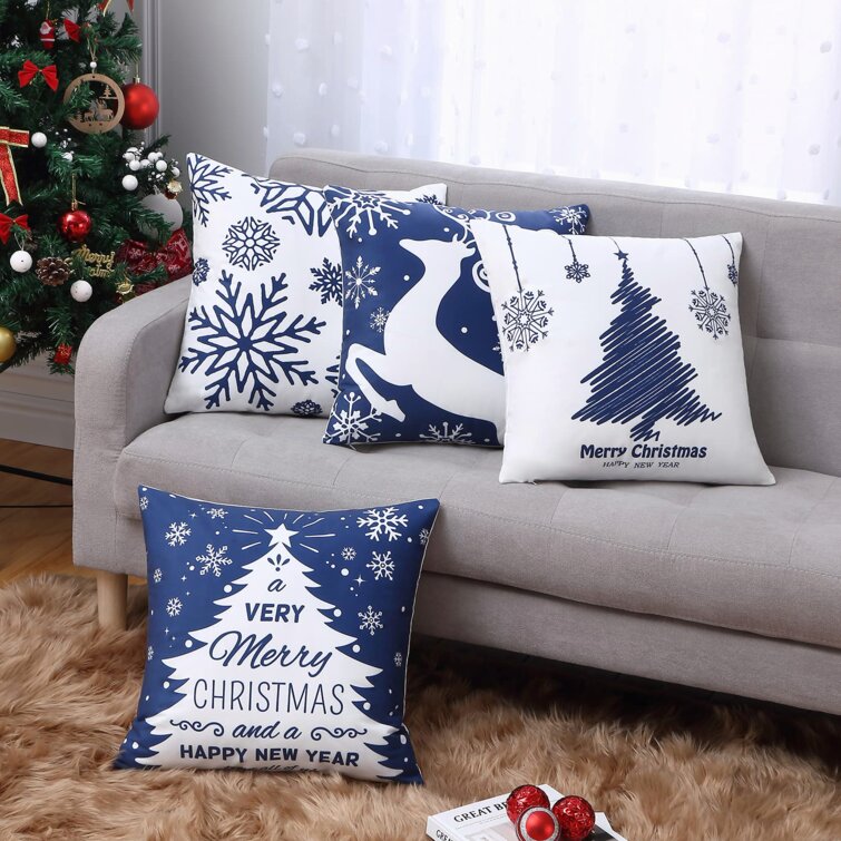 Christmas Square Cushion Cover Santa Pillow Case Car Sofa Bedroom Decors Outdoor