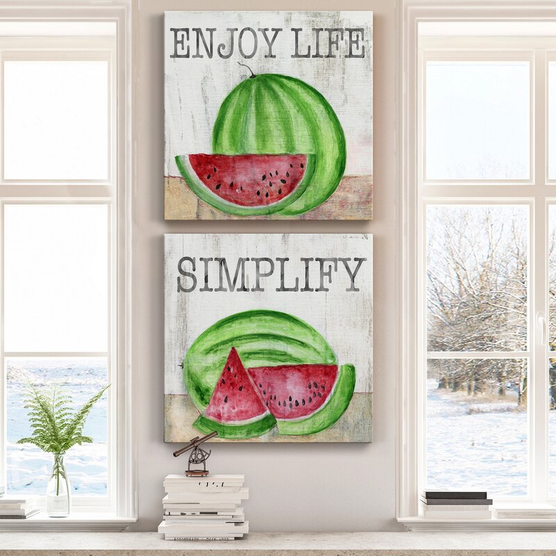 Watermelon Wall Art - Watermelon Enjoy - 2 Piece Wrapped Canvas Print