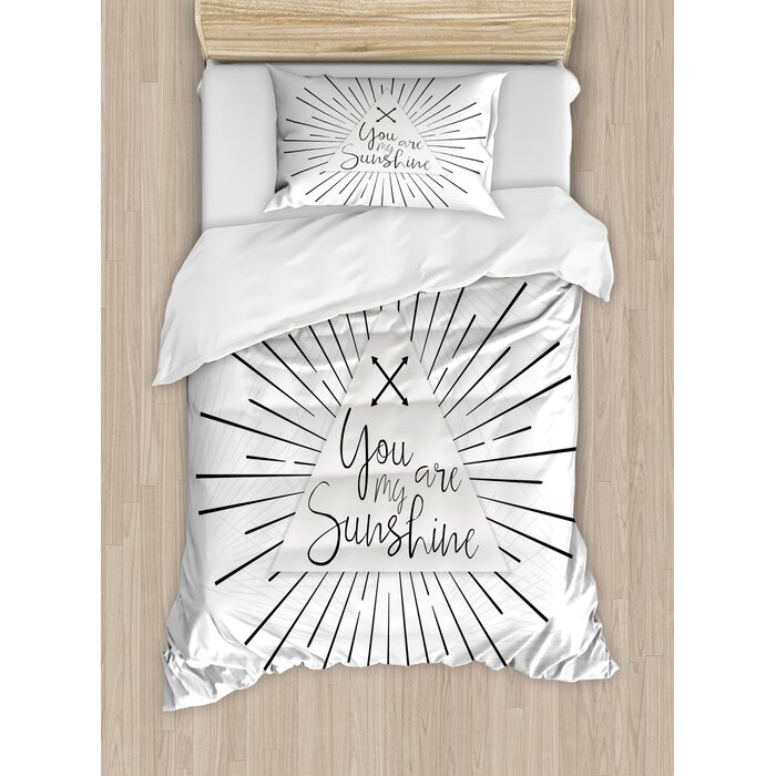 Quotes Minimalist Monochrome Tribal Boho Style Rays Lines And Interlace Arrows Image Duvet Cover Set