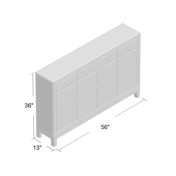 Etta Avenue™ Evie 56'' Wide 3 Drawer Credenza & Reviews | Wayfair