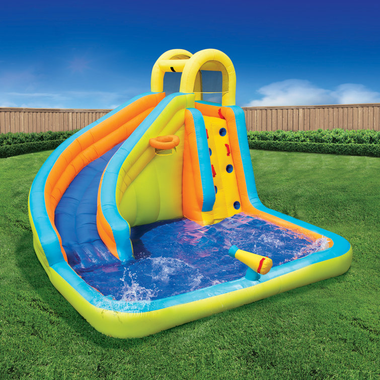 Banzai Splash N Blast Kids Outdoor Backyard Inflatable Water Slide Park Reviews Wayfair Ca