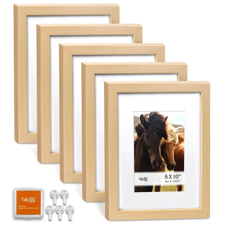 Cavepop 5x7” White Wood Textured Picture Frames Set of 5 