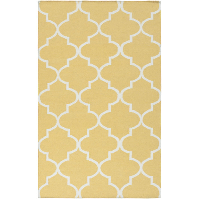Bangor Handwoven Wool Yellow White Area Rug Bangor Handwoven Wool Yellow White Area Rug